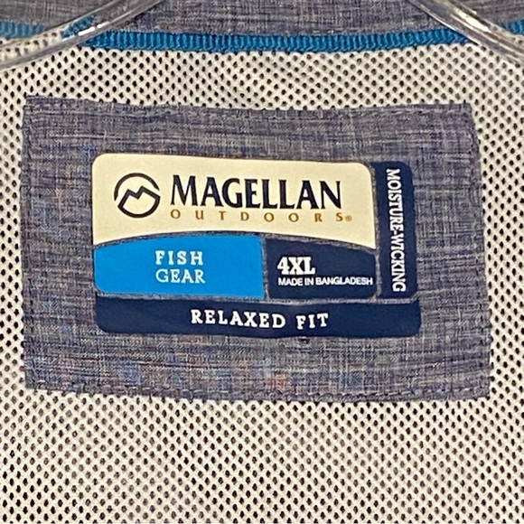 Magellan Big Tall Shirt Men 4X Fish Golf Short Sleeve Moisture Wick Blue-Gray - Picture 3 of 16